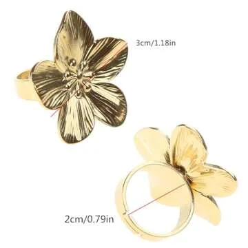 JAGTRADE Vintage Flower Lovely Adjustable Finger Fashion Simple Stainless Steel Open Statement Jewelry for Womens