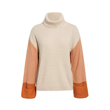 BerryGo Women's Color Block Turtleneck Sweater Winter Fashion