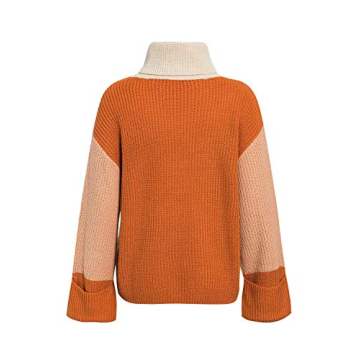 BerryGo Women's Color Block Turtleneck Sweater Winter Fashion