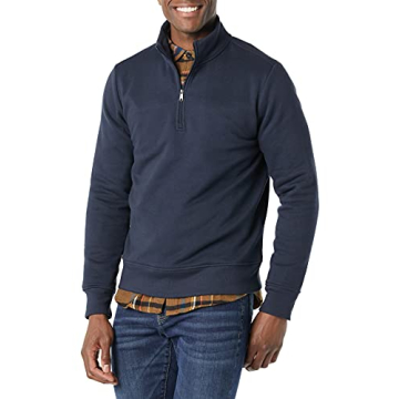 Amazon Essentials Men's Long-Sleeve Quarter-Zip Fleece Sweatshirt, Navy, Large