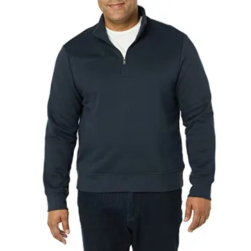 Amazon Essentials Men's Long-Sleeve Quarter-Zip Fleece Sweatshirt, Navy, Large