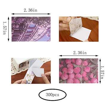 300 PCS Washi Stickers Set Vintage Plant Journal Stickers Sunset Scenery Sunny Blue Sky Sticker Book...