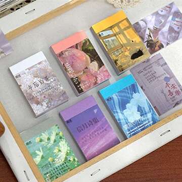 300 PCS Washi Stickers Set Vintage Plant Journal Stickers Sunset Scenery Sunny Blue Sky Sticker Book for Journaling DIY Decorative Stickers for Album Diary Notebook DIY Crafts and Arts