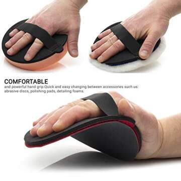 Glass Polish 6 inch (150mm) Flexible Hand Sanding Holder for 6 inch Hook & Loop Grip Abrasive Discs - GP15919