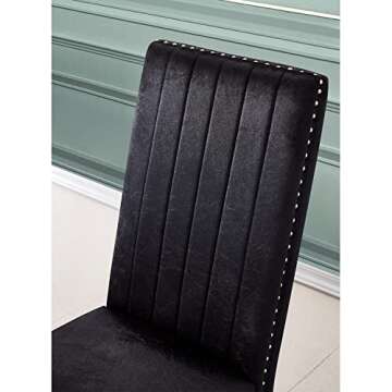 Stylish AZhome Black Velvet Dining Chairs with Gold Legs