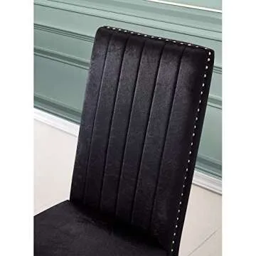 Stylish AZhome Black Velvet Dining Chairs with Gold Legs