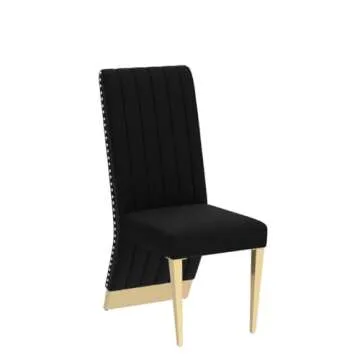 Stylish AZhome Black Velvet Dining Chairs with Gold Legs