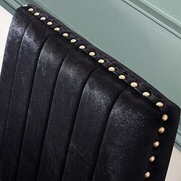 Stylish AZhome Black Velvet Dining Chairs with Gold Legs