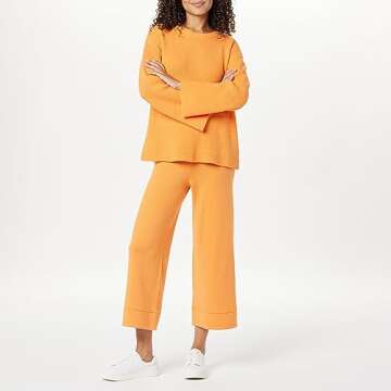 The Drop Women's Bernadette Pull-On Loose-Fit Cropped Sweater Pant