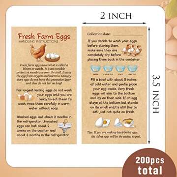 Fresh Farm Eggs Handling Instruction Cards 2 x 3.5'' Egg Carton Stamp Bulk Label Cards Design for Ca...
