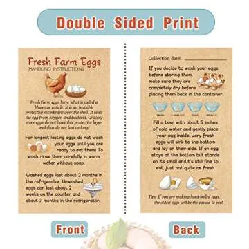 Fresh Farm Eggs Handling Instruction Cards 2 x 3.5'' Egg Carton Stamp Bulk Label Cards Design for Carton Basket Farm Business Accessories(200 Pcs,Simple Style)