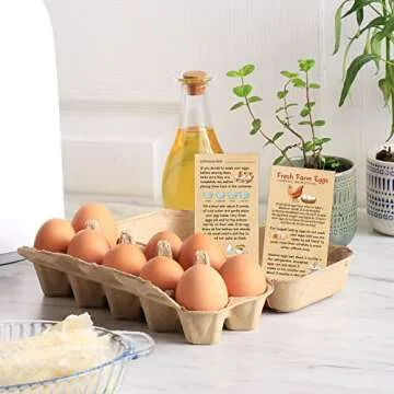 Fresh Farm Eggs Handling Instruction Cards 2 x 3.5'' Egg Carton Stamp Bulk Label Cards Design for Carton Basket Farm Business Accessories(200 Pcs,Simple Style)