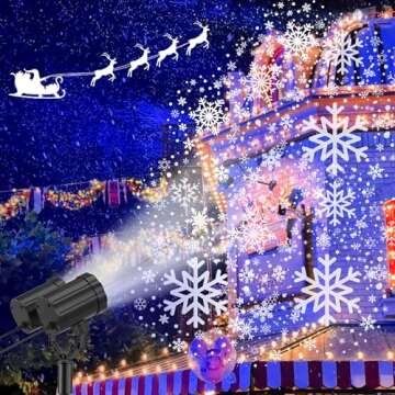 GUSODOR Christmas Projector Lights Outdoor LED Snowflake Projector Lights Christmas Decorations Yard...