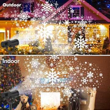 GUSODOR Christmas Projector Lights Outdoor LED Snowflake Projector Lights Christmas Decorations Yard for Lawn Xmas Party Patio Stage Holiday Carnival