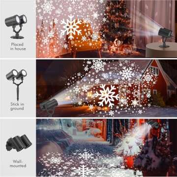 GUSODOR Christmas Projector Lights Outdoor LED Snowflake Projector Lights Christmas Decorations Yard for Lawn Xmas Party Patio Stage Holiday Carnival