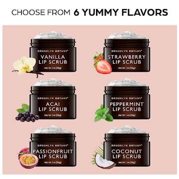 Brooklyn Botany Lip Scrub Exfoliator 1 oz – Lip Moisturizer for Dry Lips and Chapped Lips – Gentle Lip Exfoliator for Smooth and Brighter Lips – Coconut Flavor