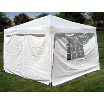 10 x 10 PALM SPRINGS EZ POP UP White Canopy Gazebo Tent with 4 Side Walls New