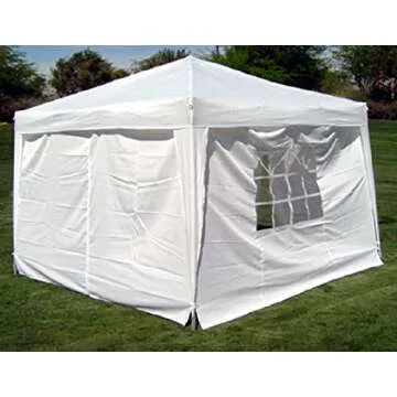 10 x 10 PALM SPRINGS EZ POP UP White Canopy Gazebo Tent with 4 Side Walls New