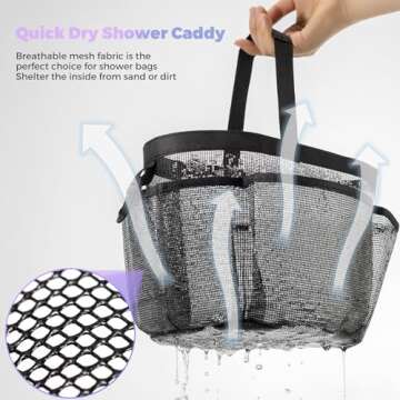 CDDLR Mesh Shower Caddy Portable for College Dorm Room Essentials,Shower Caddy Dorm with 8-Pocket Large Capacity,Quick Dry Shower Caddy Bag for Bathroom, Beach,Gym