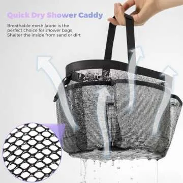 CDDLR Mesh Shower Caddy Portable for College Dorm Room Essentials,Shower Caddy Dorm with 8-Pocket Large Capacity,Quick Dry Shower Caddy Bag for Bathroom, Beach,Gym