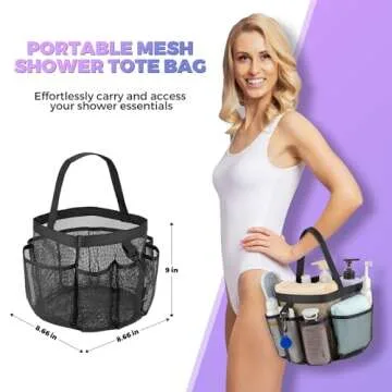 CDDLR Mesh Shower Caddy Portable for College Dorm Room Essentials,Shower Caddy Dorm with 8-Pocket Large Capacity,Quick Dry Shower Caddy Bag for Bathroom, Beach,Gym