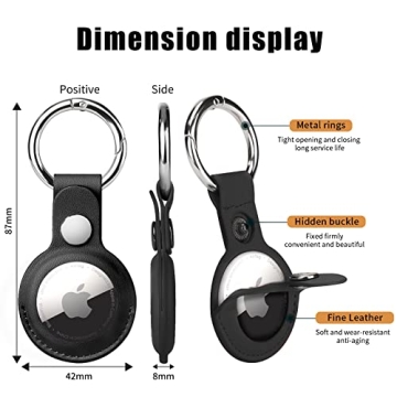 4 Pack Apple AirTag Keychain Holders - PU Leather Case