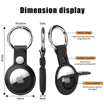 4 Pack Apple AirTag Keychain Holders - PU Leather Case
