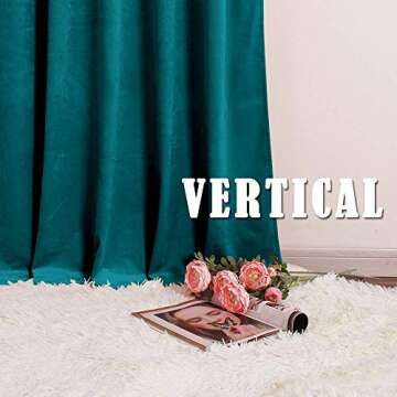 RYB Home Peacock Blue Velvet Curtain for Living Room, Room Darkening Window Curtains Thermal Insluated Drapes Noise Reuding Vertical Shade for Home Theater Stage Backdrop, W52 x L120 inch, 2 Pcs