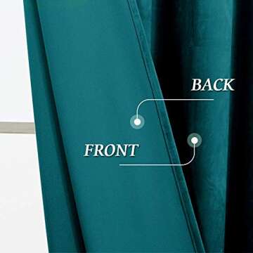 RYB Home Peacock Blue Velvet Curtain for Living Room, Room Darkening Window Curtains Thermal Insluated Drapes Noise Reuding Vertical Shade for Home Theater Stage Backdrop, W52 x L120 inch, 2 Pcs