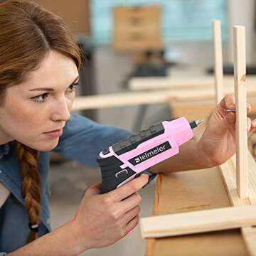 Bielmeier 4V Pink Cordless Screwdriver Set, Small Electric Drill for Women, Rechargeable with 27 Piece Driver Set, Mini Electric Screwdriver with LED & USB- Charger, Ideal for Light-Duty Tasks.