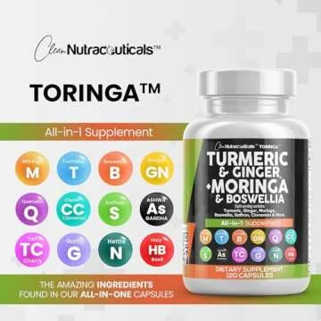 Turmeric Moringa Supplement | Ginger Boswellia Saffron - Supplement for Women and Men with Ceylon Cinnamon, Tart Cherry, Quercetin Garlic Nettle Holy Basil - 1Pack
