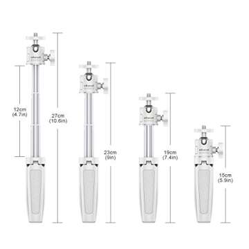 Mini Portable Camera Tripod, for iPhone/Samsung/Google Smartphone Clamp/Action Cam, Lightweight, Whi...