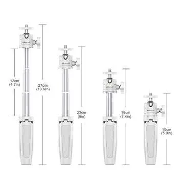 Mini Portable Camera Tripod, for iPhone/Samsung/Google Smartphone Clamp/Action Cam, Lightweight, Whi...