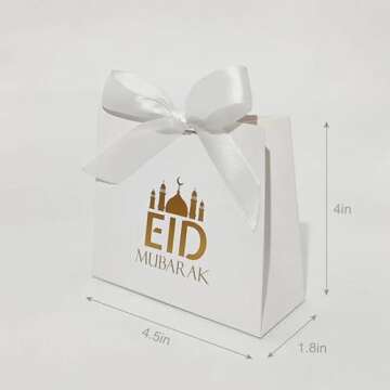 Elegant Eid Mubarak Gift Bags - Set of 10 with Ribbons
