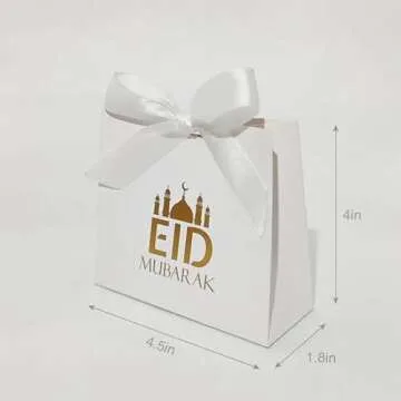 Elegant Eid Mubarak Gift Bags - Set of 10 with Ribbons