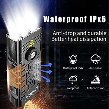 Hoiwn 5 LED Super Bright USB Rechargeable Bicycle Light - Black, Water Resistant, Rear Mount