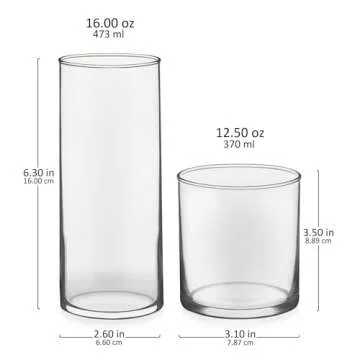 Libbey Miles Tumbler and Rocks Bar Glass Set, Clear, Sleek All-Purpose 16 Piece Glassware Set, Elegant Dishwasher Safe Dining Glasses for Everyday Use