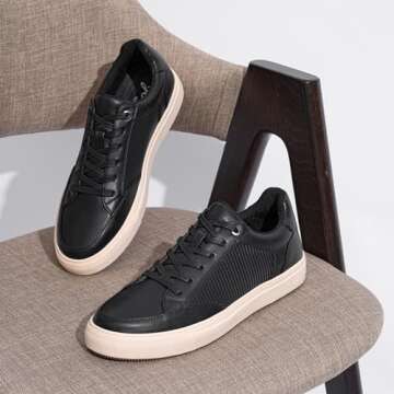 Jousen Mens Casual Shoes Fashion Dress Sneakers Classic Black Shoes for Men (AMY5128 black 11)