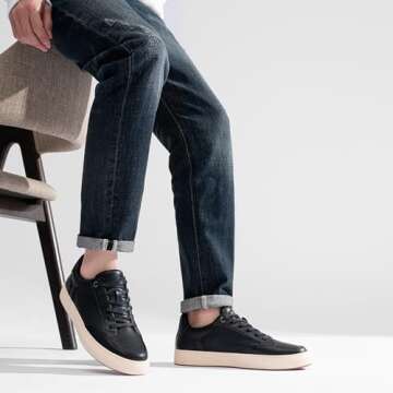 Jousen Mens Casual Shoes Fashion Dress Sneakers Classic Black Shoes for Men (AMY5128 black 11)