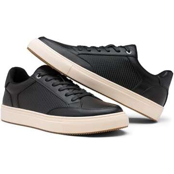 Jousen Mens Casual Shoes Fashion Dress Sneakers Classic Black Shoes for Men (AMY5128 black 11)