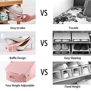 RISETEX Adjustable Shoe Organizer 12 Pack for All Shoes