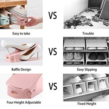 RISETEX Adjustable Shoe Organizer 12 Pack for All Shoes