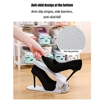 RISETEX Adjustable Shoe Organizer 12 Pack for All Shoes