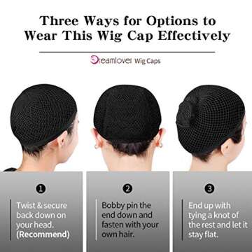 Dreamlover Black Wig Cap for Women - 2 Pieces, Durable, Breathable Mesh