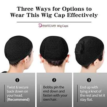 Dreamlover Black Wig Cap for Women - 2 Pieces, Durable, Breathable Mesh
