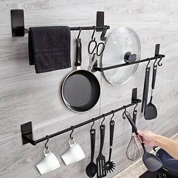 ACMETOP S Hooks, 12 Pack Aluminum S Shaped Hooks, S Hooks for Hanging Pots and Pans, Plants, Coffee Cups, Clothes, and Towels in Kitchen, Bedroom, Bathroom, Office, and Garden（Matte Black）