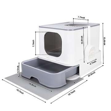 RIZZARI Millions Sold Wordwide Cat Litter Box, Large Top Entry Anti-Splashing Litter Box with Lid, E...