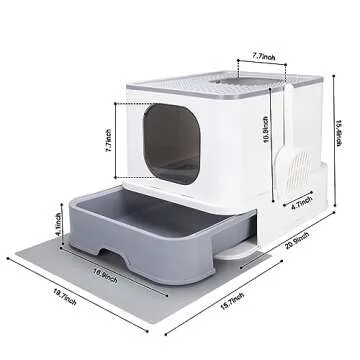 RIZZARI Millions Sold Wordwide Cat Litter Box, Large Top Entry Anti-Splashing Litter Box with Lid, E...