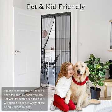 Magnetic Screen Door Mesh - Anti- Dust&Keep Bugs Out, No Need for Punching, Self Sealing Mosquito Resistant Stripe Silence Door Curtain with Easy Install Accessories,Pet Friendly A122