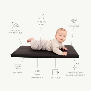 Gathre Premium Padded Baby Changing Mat (16 x 30 x 1.5 inches) Foldable, Wipeable & Water Resistant Bed Pad for Infant Changing Table | Portable Diaper Changing Station for Home & Travel Use (Camel)